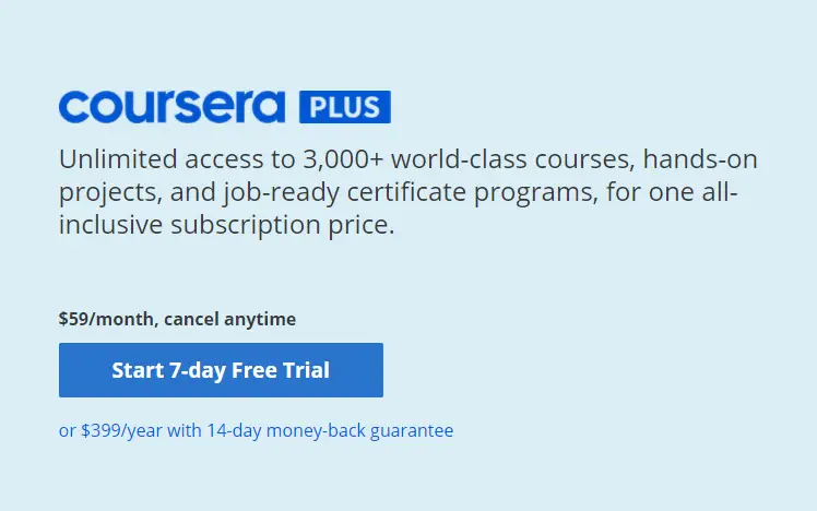 Coursera Plus Pricing 